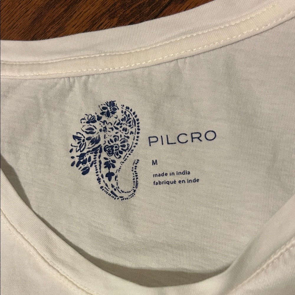 Anthropology Pilcro White Lace Leopard Graphic Crop Top with crochet accent. - Picture 3 of 8